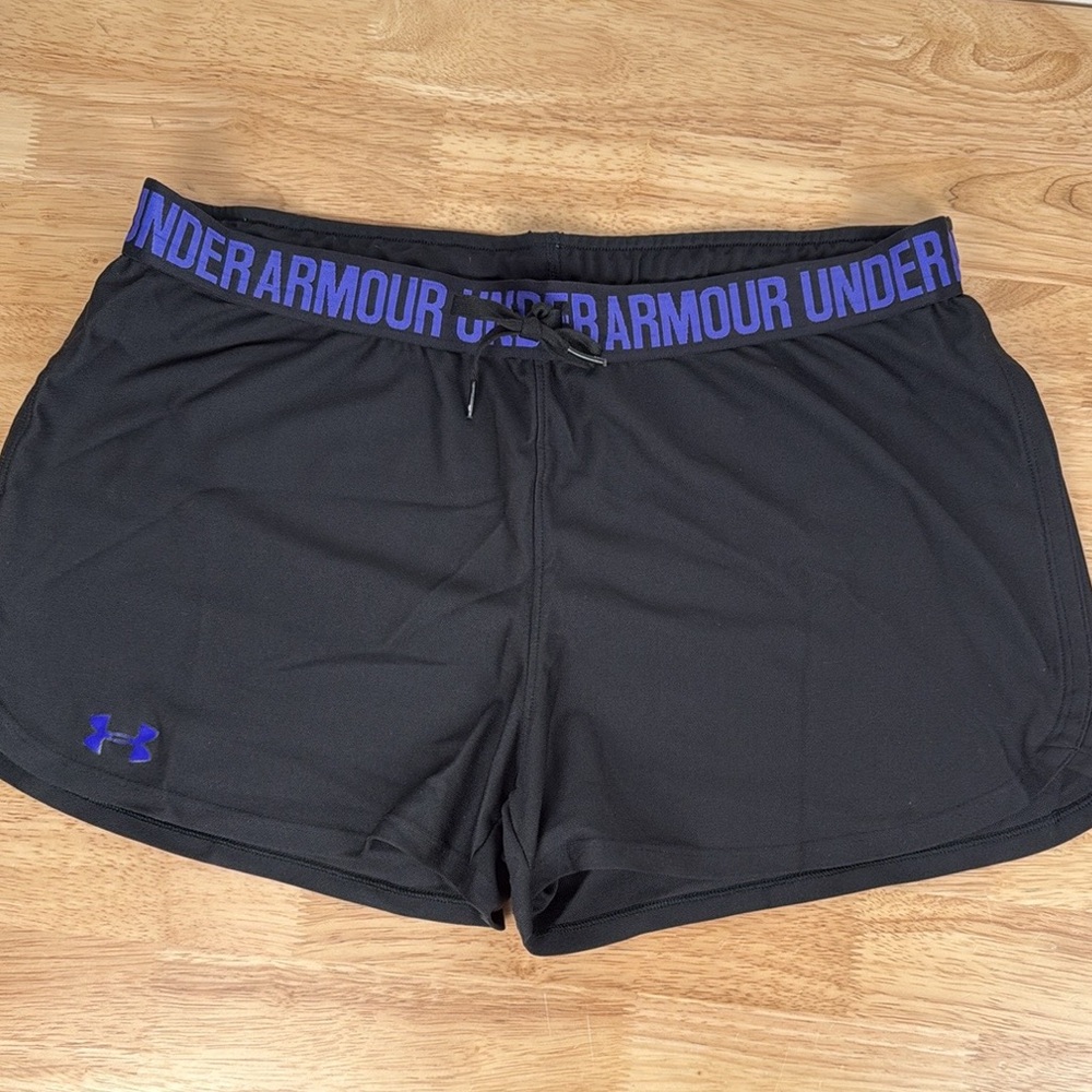 Under Armour black and purple shorts